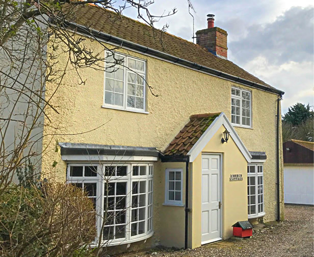 Photo of the front of Church Cottage taken at an angle